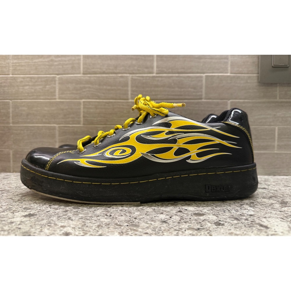 Dexter Men's Slide-Rite Bowling Shoes Black Vibrant Yellow Silver Flame Size 10M